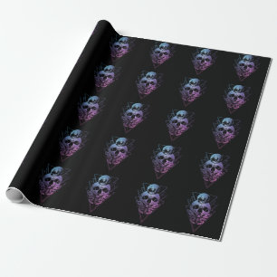 Papel De Regalo Gótico Moon Skull Gótico Wicca Crescent Moth Lun