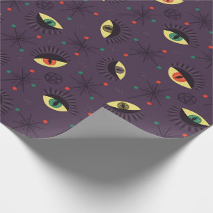 Papel De Regalo Gótico Ojos Brujería Púrpura Patrón Oculto