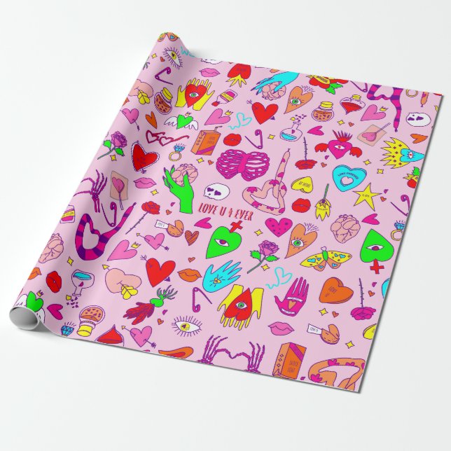 Papel De Regalo gótico valentina escalofrío poción cardíaca humana (Desenrollado)