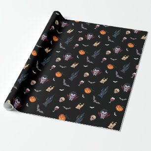 Papel De Regalo 🧛 ‍ ♂️ Gótico Vampire Halloween Black Wrap 🎁 🖤