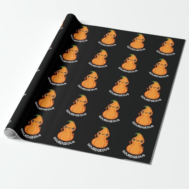Papel De Regalo Gourd-geous Funny Gourd Veggie Pun Dark BG (Desenrollado)