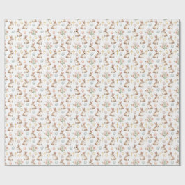 Papel De Regalo Gracia Dorada – Conejo de Pascua en Acuarela Patró