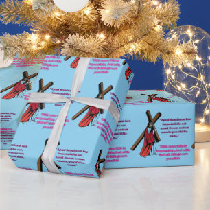 Papel De Regalo Gracia en el pesebre azul bebé