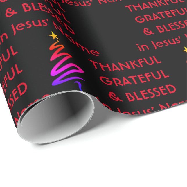 Papel De Regalo GRACIAS AGRADECIDAS | Jesus Black| Navidad (Esquina del rollo)
