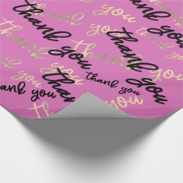 Papel De Regalo Gracias Black Gold Caligraphy Script (Esquina)