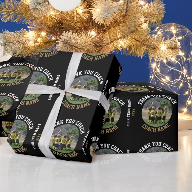 Papel De Regalo Gracias Coach Team Name Photo (Vacaciones)