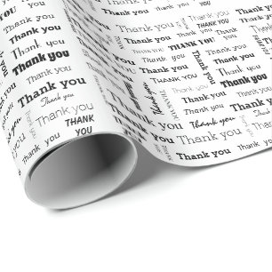 Papel De Regalo Gracias en blanco y negro