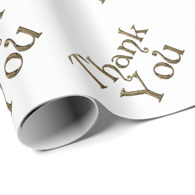 Papel De Regalo Gracias, Golden Typography Text Elegant (Esquina del rollo)