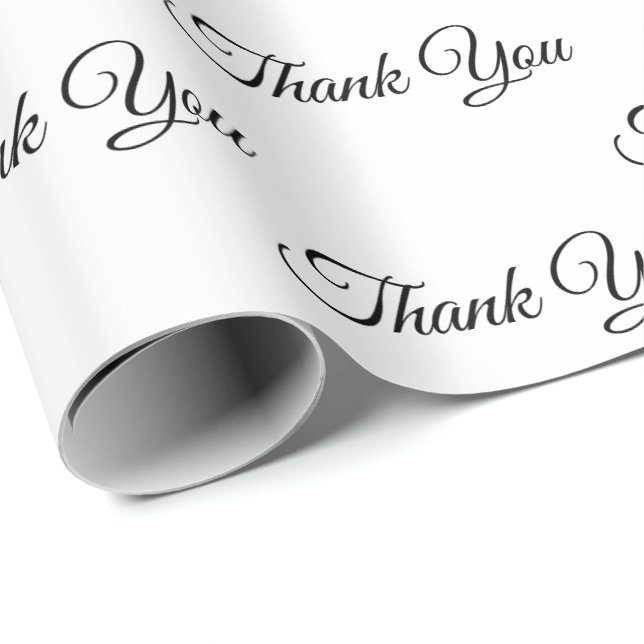 Papel De Regalo Gracias, gracias elegante y clásico regalo blanco  (Esquina del rollo)