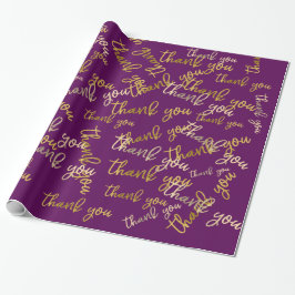Papel De Regalo Gracias Holograph Script Mermaid Gold Plum