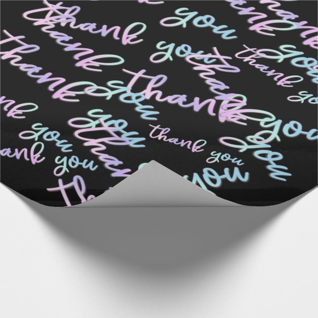 Papel De Regalo Gracias Holograph Script Mermaid Pink Black (Esquina)