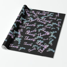 Papel De Regalo Gracias Holograph Script Mermaid Pink Black