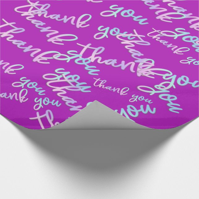 Papel De Regalo Gracias, Holograph Script Mermaid Pink Fuchsia (Esquina)