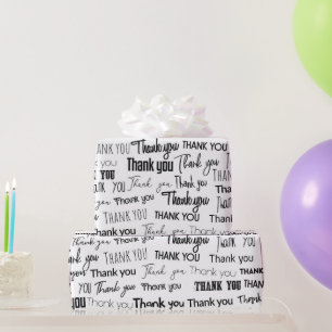 Papel De Regalo Gracias la palabra más grande en blanco y negro