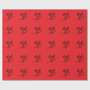 Papel De Regalo Gracias Rojo Brillante Clásico Único Simple