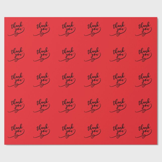 Papel De Regalo Gracias Rojo Brillante Clásico Único Simple (Superficie plana)