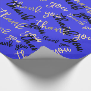 Papel De Regalo Gracias, Royal Blue Gold Caligraphy Script Favor