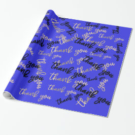 Papel De Regalo Gracias, Royal Blue Gold Caligraphy Script Favor