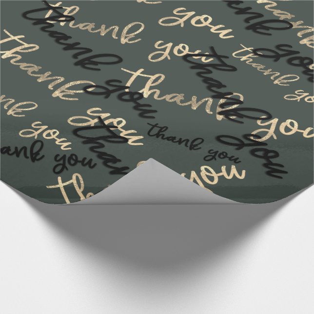 Papel De Regalo Gracias, Sage Green Gold Caligraphy Favor (Esquina)