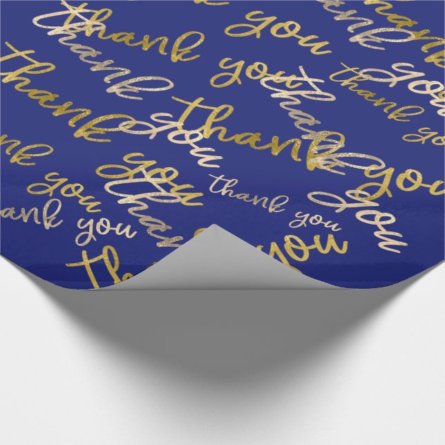 Papel De Regalo Gracias Script Mermaid Gold Favor Blue Navy (Esquina)