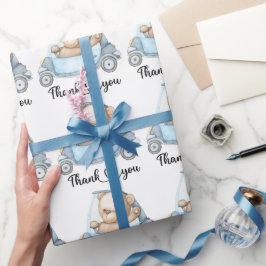 Papel De Regalo Gracias Teddy Bear Colectivo Baby Shower Wrappin