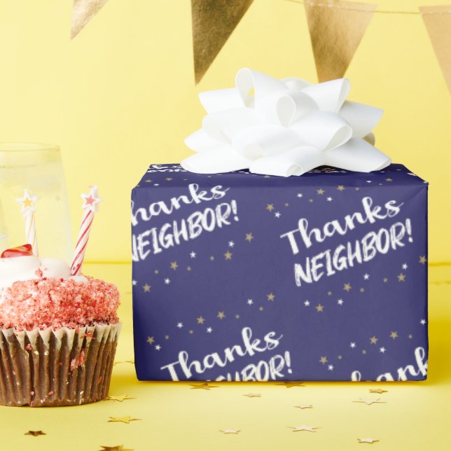 Papel De Regalo ¡Gracias vecino! ¡Con estrellas! (Fiesta de cumpleaños )