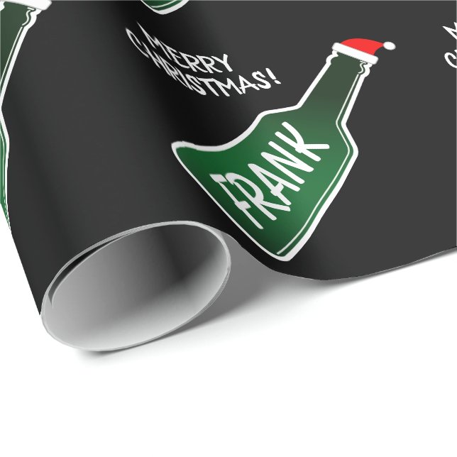Papel De Regalo Graciosa botella de cerveza Feliz Navidad personal (Esquina del rollo)