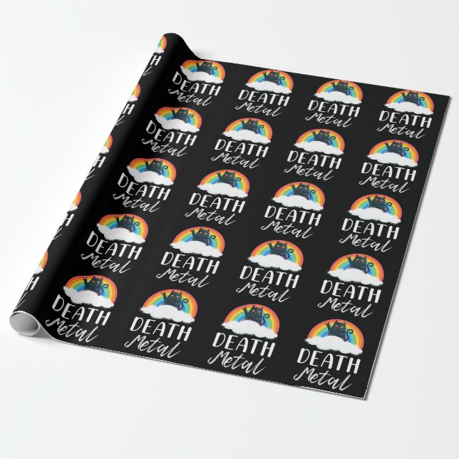 Papel De Regalo Graciosa muerte Metalizado de gato rock arcoiris (Desenrollado)