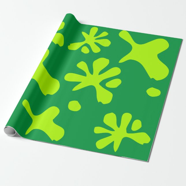 Papel De Regalo Graciosa pintura de neón verde patrón salpicado ni (Desenrollado)