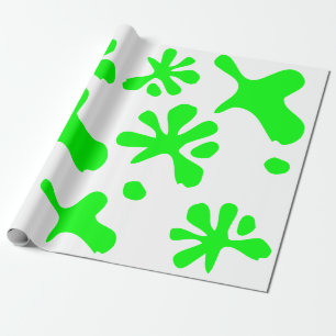 Papel De Regalo Graciosa pintura de neón verde salpicado fresco ju