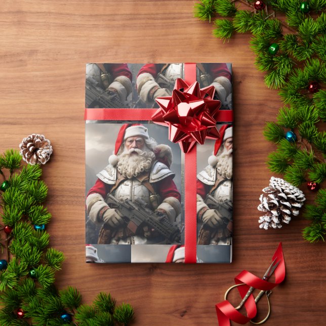 Papel De Regalo Graciosa Scary Santa Naughty List (Regalo de vacaciones)