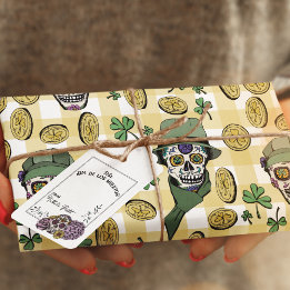 Papel De Regalo Graciosa y festiva calavera de azúcar irlandesa am