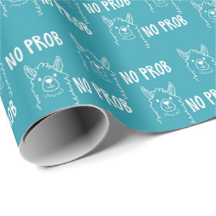 Papel De Regalo Gracioso Cuto No Prob Llama Patrón Azul