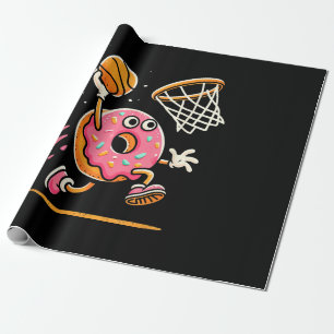 Papel De Regalo Gracioso Donut Dunking Basketball Food Champ Sport