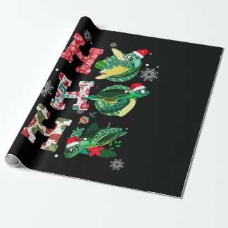 Papel De Regalo Gracioso Feliz Navidad HO HO Turtle Santa