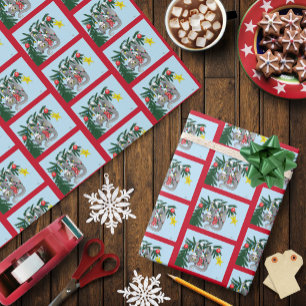 Papel De Regalo Gracioso gato colgante de árbol de Navidad