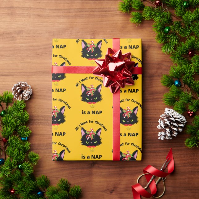 Papel De Regalo Gracioso Gato De Navidades Grumpy (Regalo de vacaciones)
