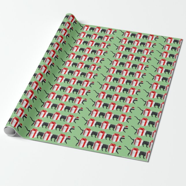 Papel De Regalo Gracioso gato largo y largo (Desenrollado)