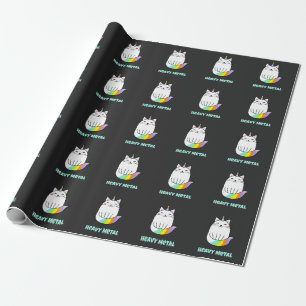 Papel De Regalo Gracioso gato metalizado de arco iris de unicornio