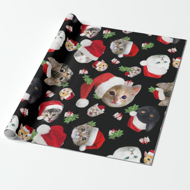 Papel De Regalo Gracioso gato navidades envolver (Desenrollado)