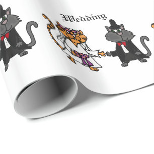 Papel De Regalo Gracioso Gatos Novia y Groom boda Art
