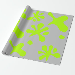 Papel De Regalo Gracioso gris claro y neón verde patrón patrón niñ