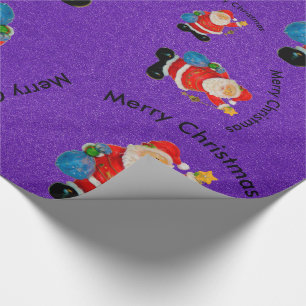Papel De Regalo Gracioso Jolly Santa Claus Padre Navidad Púrpura