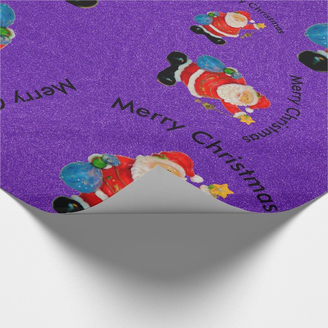Papel De Regalo Gracioso Jolly Santa Claus Padre Navidad Púrpura (Esquina)