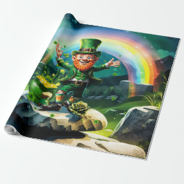 Papel De Regalo Gracioso leprechaun feliz