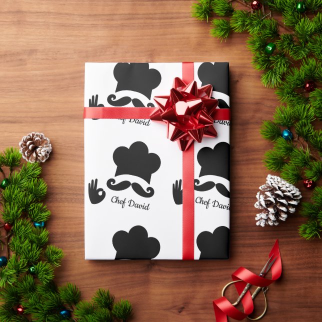 Papel De Regalo Gracioso Mustache Negro Personalizado Textos (Regalo de vacaciones)