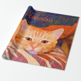 Papel De Regalo Gracioso Naranja Brillante Tabby Cat Decoupage