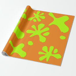 Papel De Regalo Gracioso naranja y neón verde patrón niños