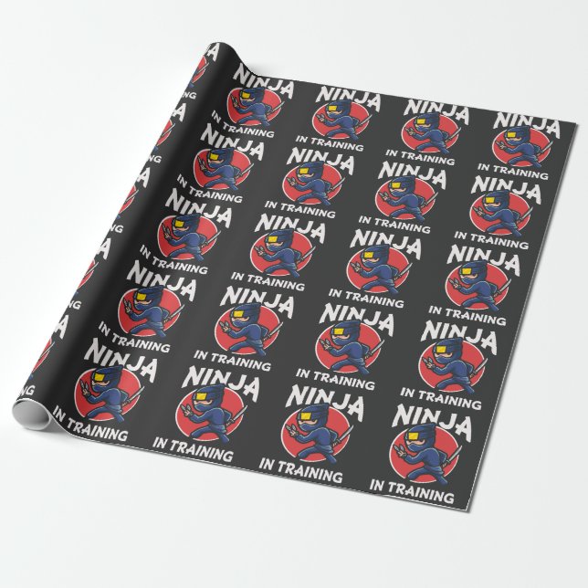 Papel De Regalo Gracioso Ninja Kid en entrenamiento (Desenrollado)