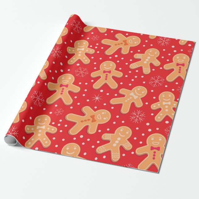 Papel De Regalo Gracioso patrón de galletas de hombre de Gingerbre (Desenrollado)